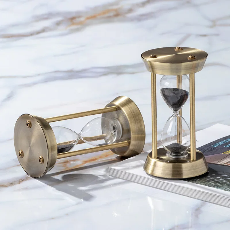 EUROPEAN RETRO EMPTY HOURGLASS SAND TIMER METAL SAND GLASS HOME OFFICE DECOR