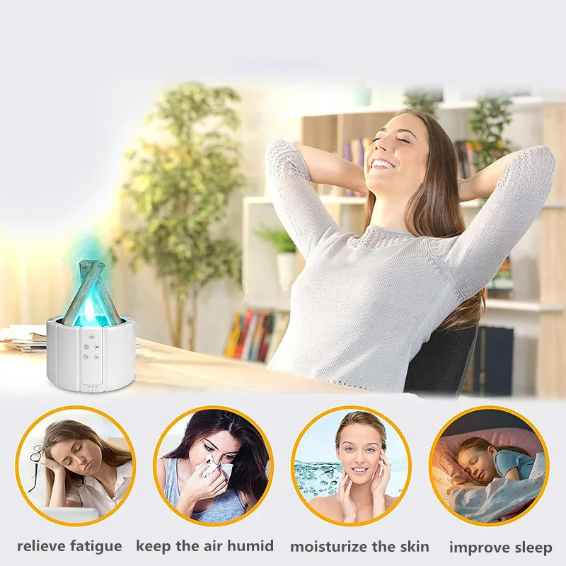 CAMPFIRE FLAME AROMATHERAPY LAMP REMOTE ULTRASONIC AIR HUMIDIFIER WITH LED LIGHT