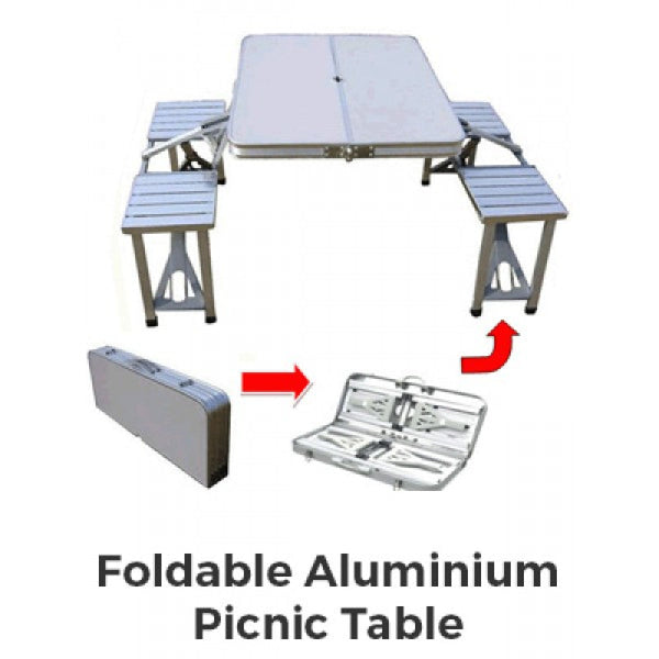 PORTABLE ALUMINUM PICNIC TABLE WITH 4 SEATS