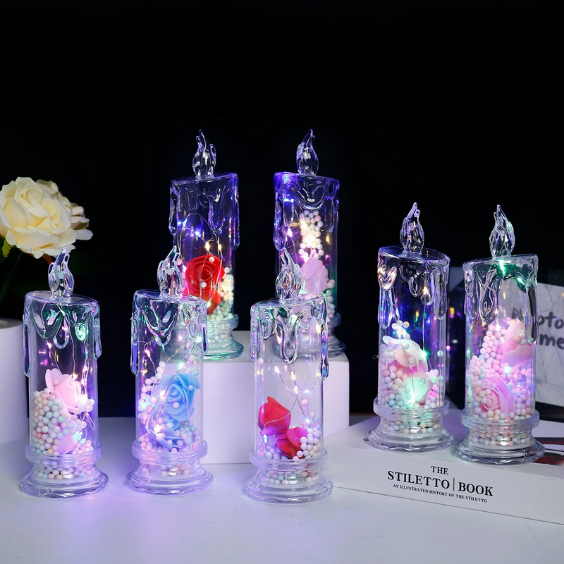 LED ELECTRONIC CANDLE ROSE NIGHT LIGHT HOME DECOR