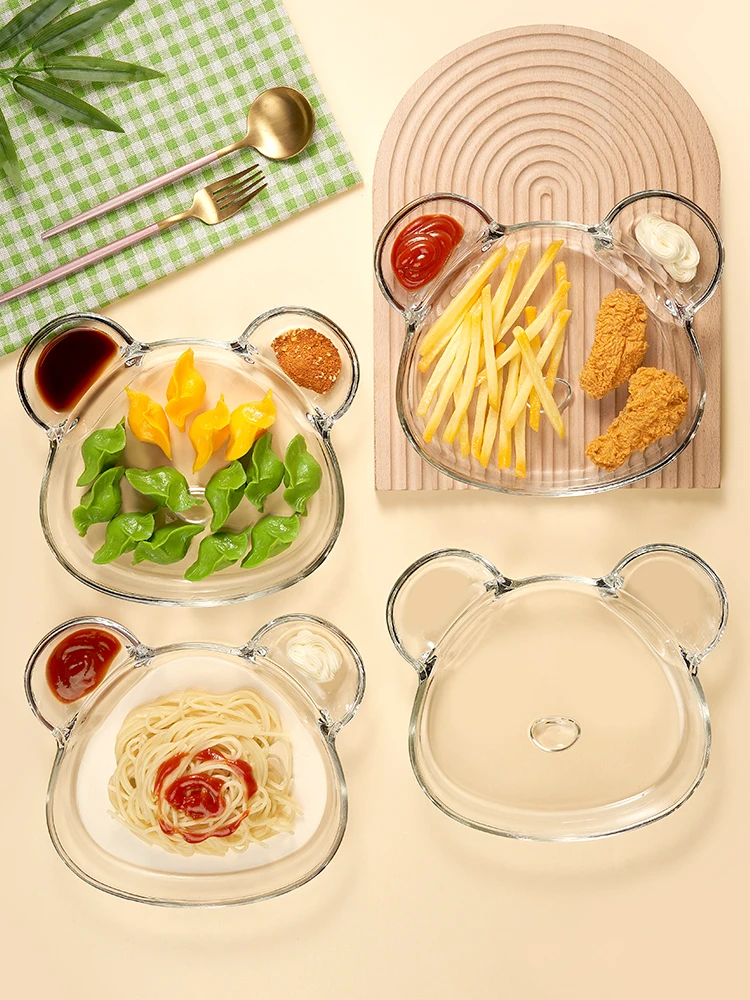 1 PIECE PLASTIC PARTITION DUMPLING PLATE WITH SAUCE & SEAFOOD PLATE