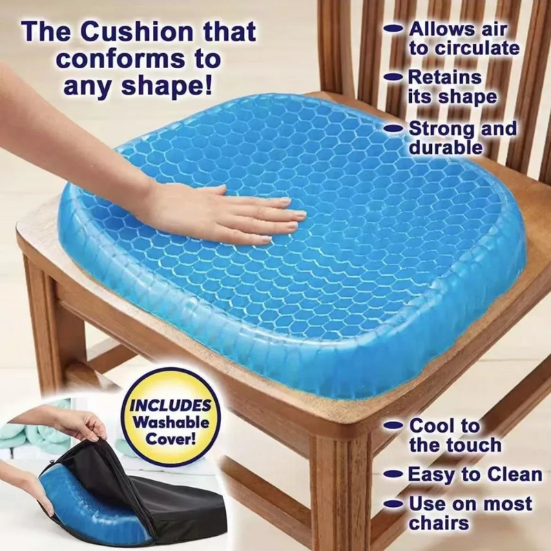 SUMMER GEL SEAT CUSHION BREATHABLE HONEYCOMB DESIGN FOR PRESSURE RELIEF BACK TAILBONE PAIN HOME OFFICE CHAIR CARS WHEELCHAIR