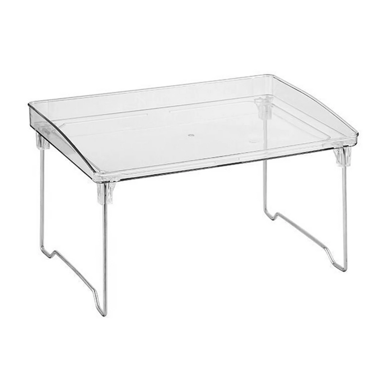 STACKABLE CLEAR PLASTIC STORAGE RACK FOR MAKEUP KITCHEN  AND STATIONERY
