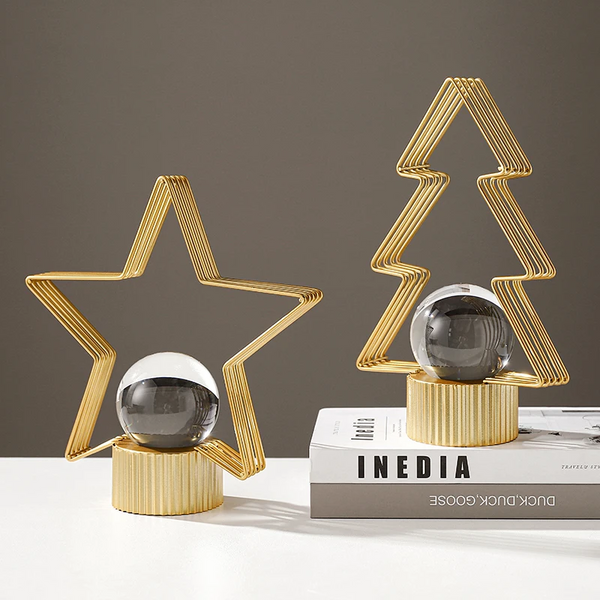 NORDIC CRYSTAL BALL METAL ART DECORATION - STAR