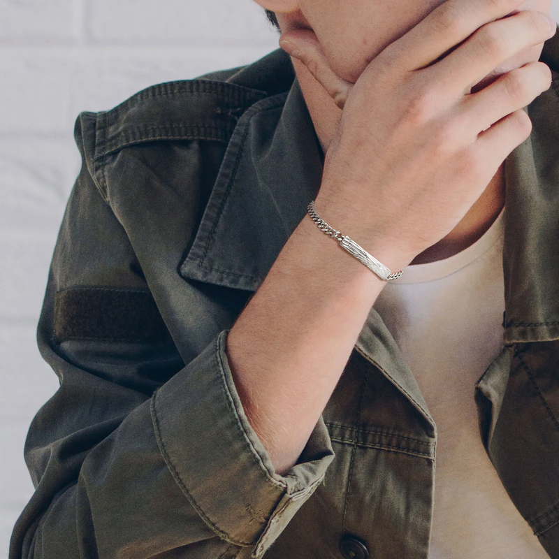 STYLISH TREE GRAIN BRACELETS, UNISEX METAL CUBAN CHAIN LINK WRISTBAND