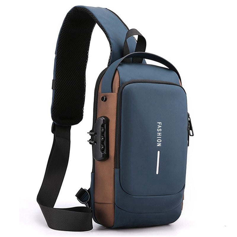 SPORT SLING BAG WITH USB CHARGING, PASSWORD LOCK, LARGE CAPACITY, WATER RESISTANT, ANTI-THEFT CROSSBODY BAG