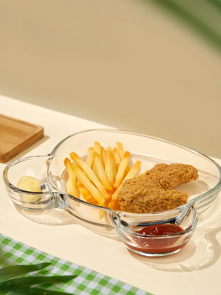 1 PIECE PLASTIC PARTITION DUMPLING PLATE WITH SAUCE & SEAFOOD PLATE