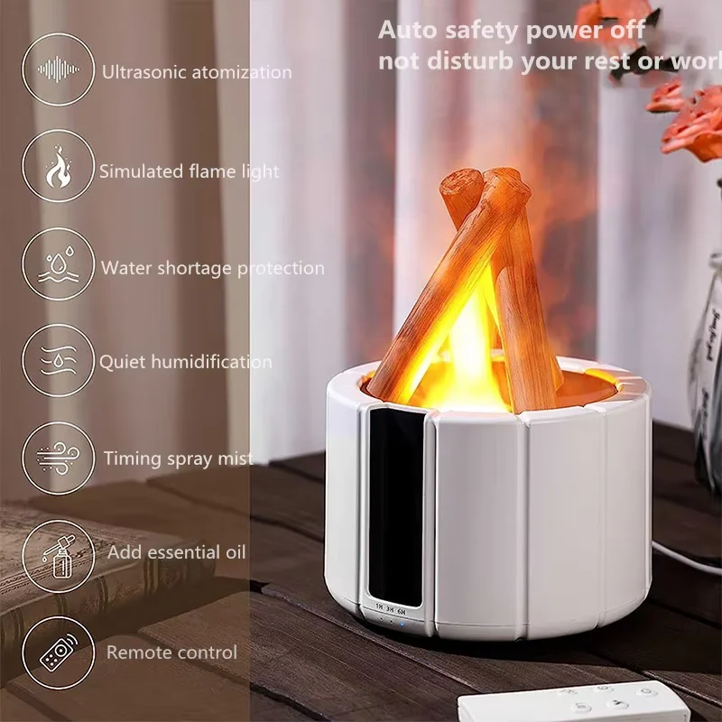 CAMPFIRE FLAME AROMATHERAPY LAMP REMOTE ULTRASONIC AIR HUMIDIFIER WITH LED LIGHT