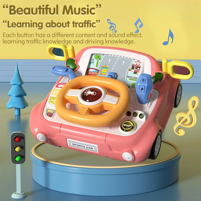 KIDS STEERING WHEEL TOY PRETEND PLAY SIMULATION DRIVING TOY SAFE & MULTIFUNCTIONAL