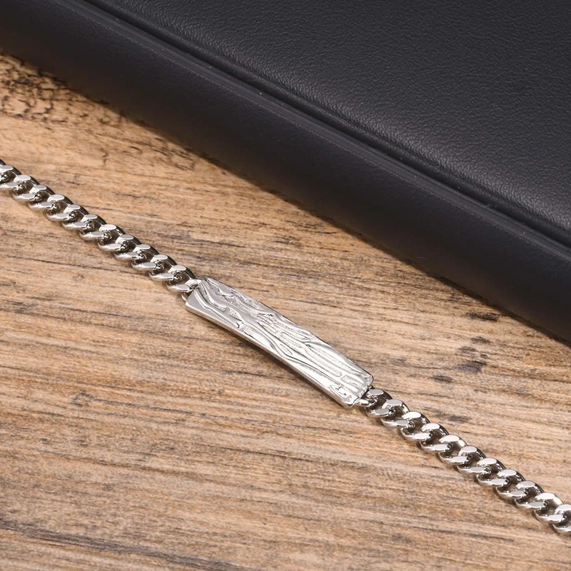 STYLISH TREE GRAIN BRACELETS, UNISEX METAL CUBAN CHAIN LINK WRISTBAND
