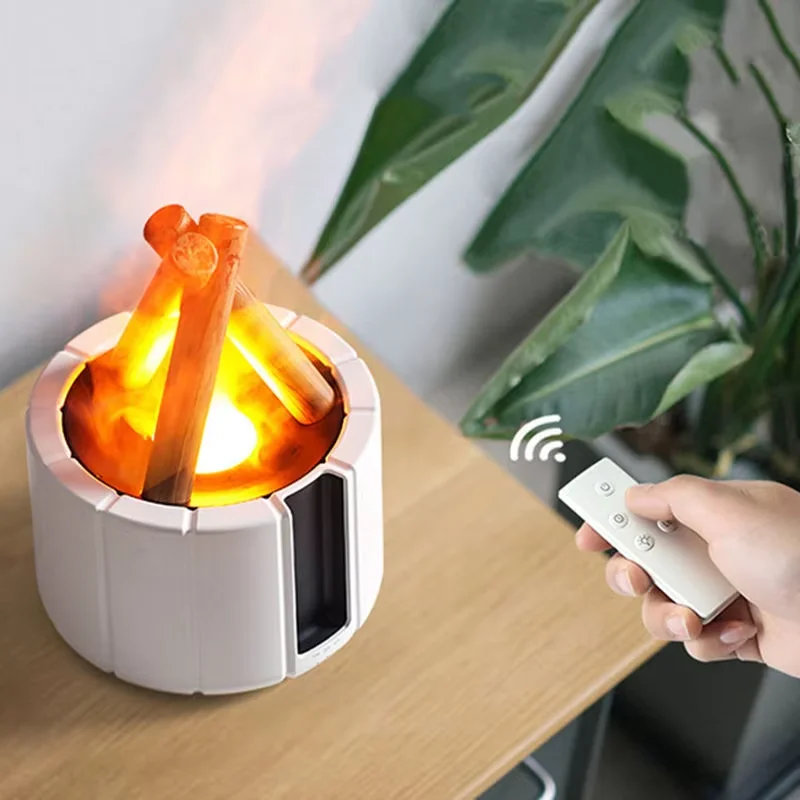 CAMPFIRE FLAME AROMATHERAPY LAMP REMOTE ULTRASONIC AIR HUMIDIFIER WITH LED LIGHT