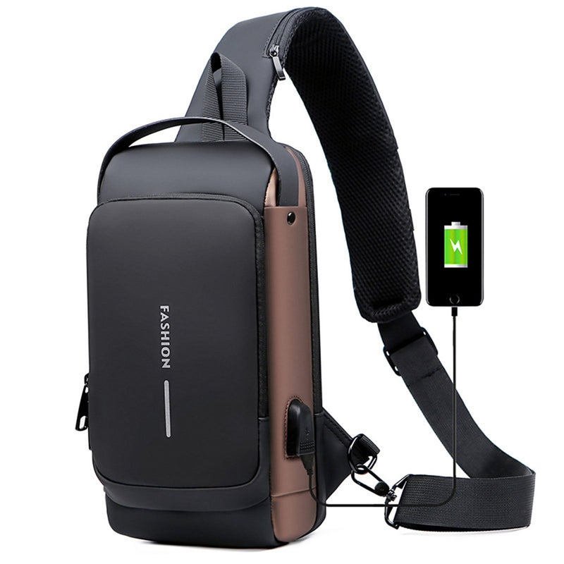 SPORT SLING BAG WITH USB CHARGING, PASSWORD LOCK, LARGE CAPACITY, WATER RESISTANT, ANTI-THEFT CROSSBODY BAG
