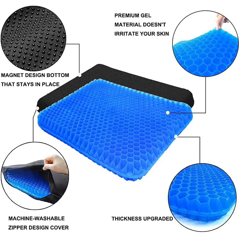 SUMMER GEL SEAT CUSHION BREATHABLE HONEYCOMB DESIGN FOR PRESSURE RELIEF BACK TAILBONE PAIN HOME OFFICE CHAIR CARS WHEELCHAIR