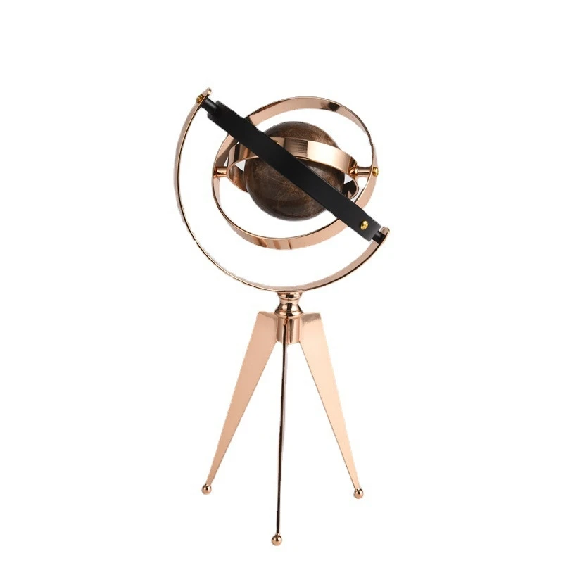 METAL GLOBE CUTOUT MARBLE SPINNER DECORATIVE FIGURINE