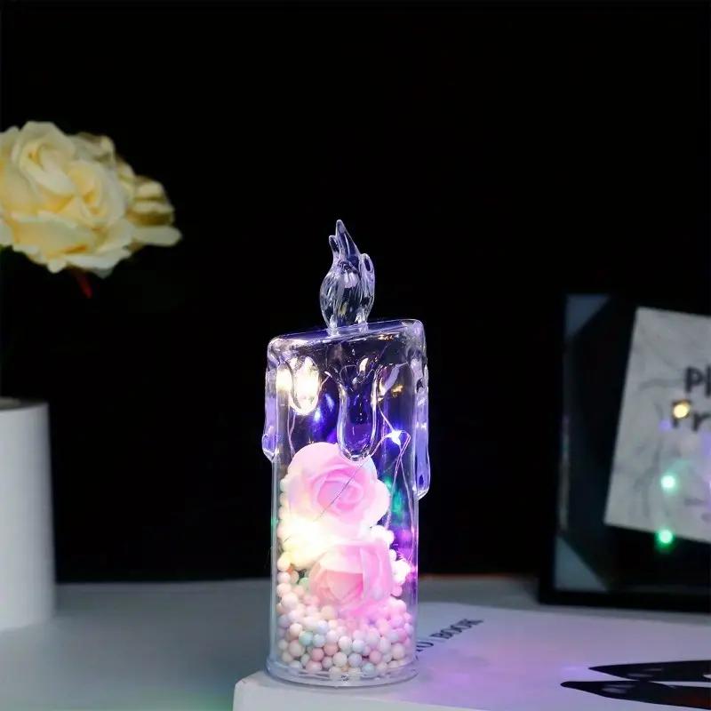 LED ELECTRONIC CANDLE ROSE NIGHT LIGHT HOME DECOR