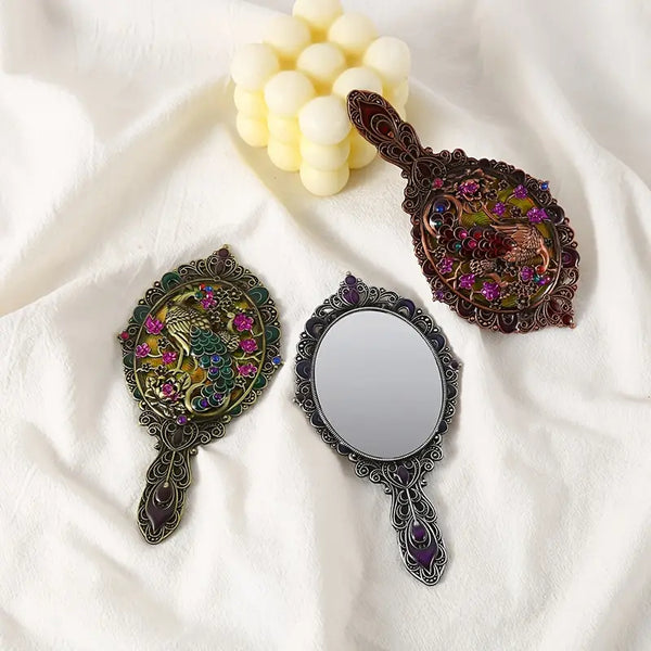 PEACOCK CROWN MIRROR & COMB SET - STAINLESS STEEl PORTABLE NO BATTERY - PERFECT FOR TRAVEL & GIFTS