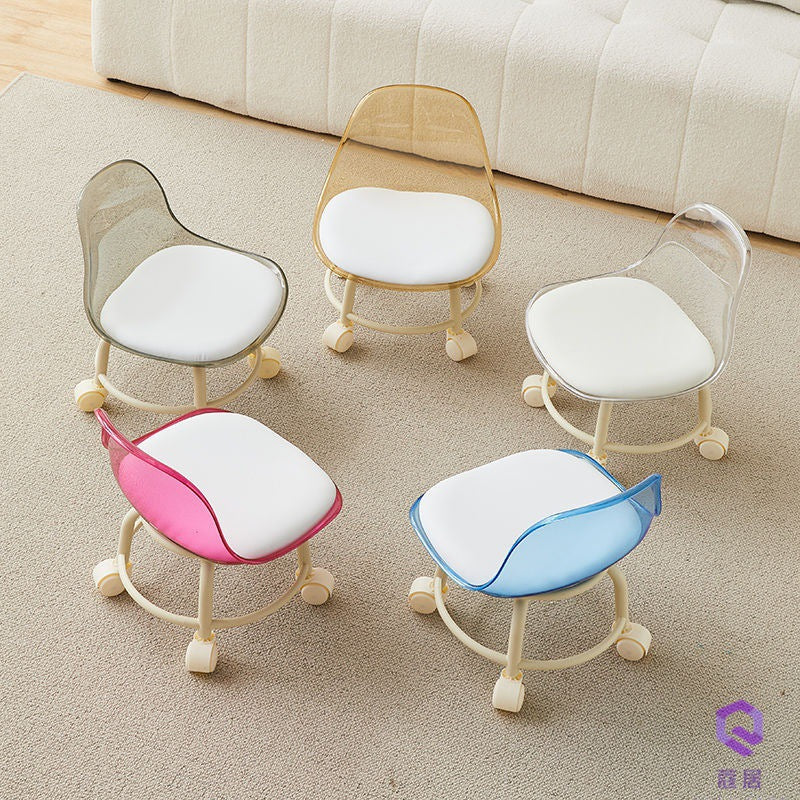 TRANSPARENT HEAVY DUTY MOVABLE - CHAIR WITH WHEELS