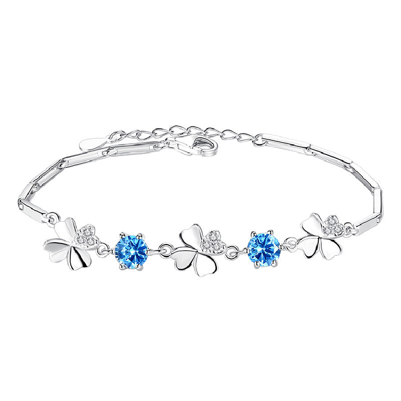 STERLING SILVER ZIRCONIA GOOD LUCK CHARMS BRACELET