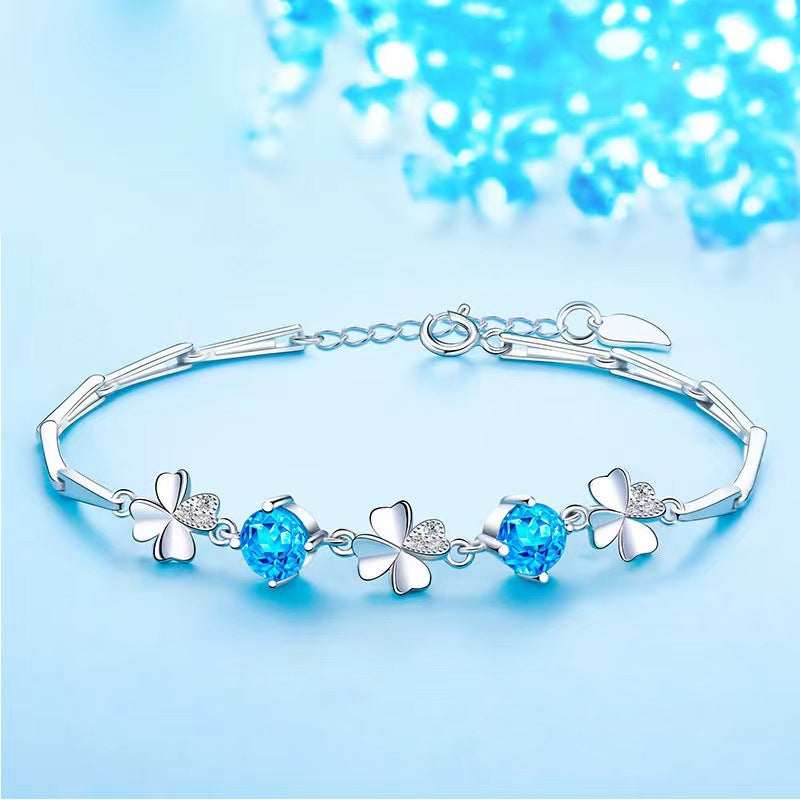 STERLING SILVER ZIRCONIA GOOD LUCK CHARMS BRACELET