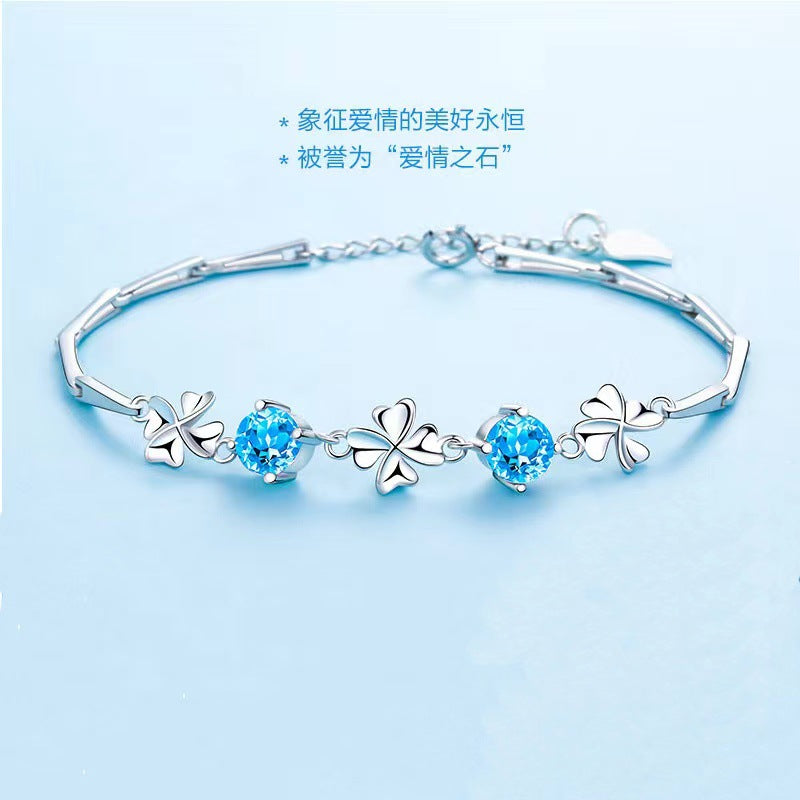 STERLING SILVER ZIRCONIA GOOD LUCK CHARMS BRACELET