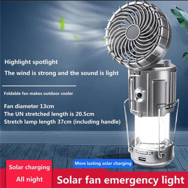 6 in 1 portable outdoor LED camping lantern with fan