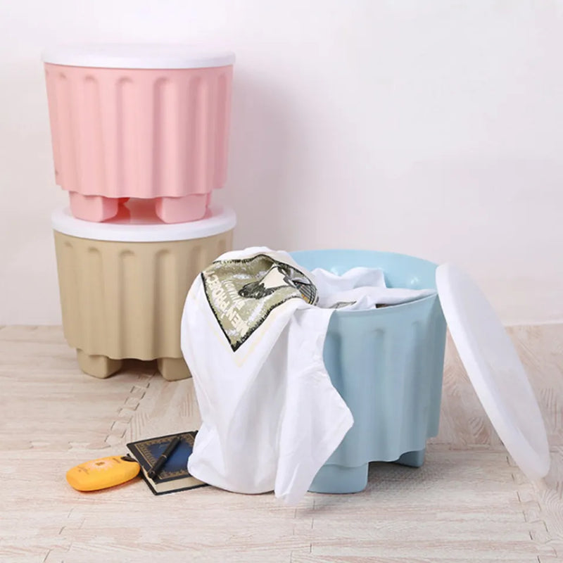 2 PIECES PLASTIC STORAGE CHAIR OTTOMAN FURNITURE FOR LIVING ROOM