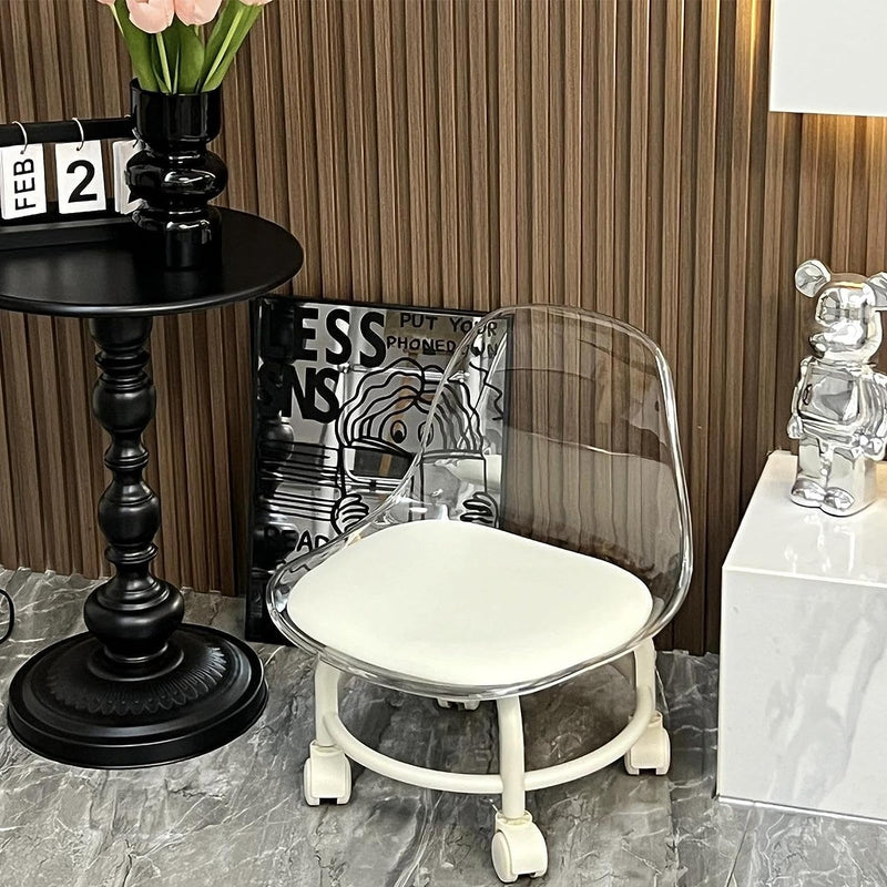 TRANSPARENT HEAVY DUTY MOVABLE - CHAIR WITH WHEELS