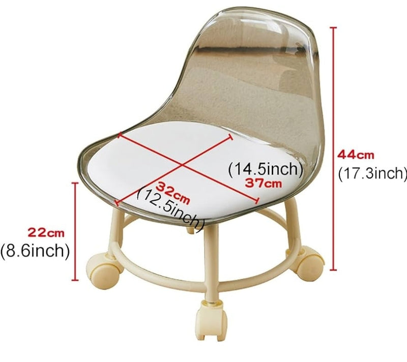 TRANSPARENT HEAVY DUTY MOVABLE - CHAIR WITH WHEELS